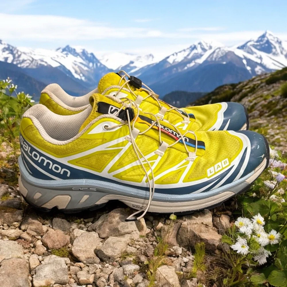 Salomon XT 6 unisex low Yellow and Gray Athletic Sneakers W12/M 11 style 415766 - Picture 2 of 8